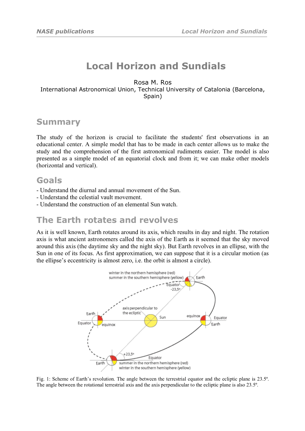 Local Horizon and Sundials