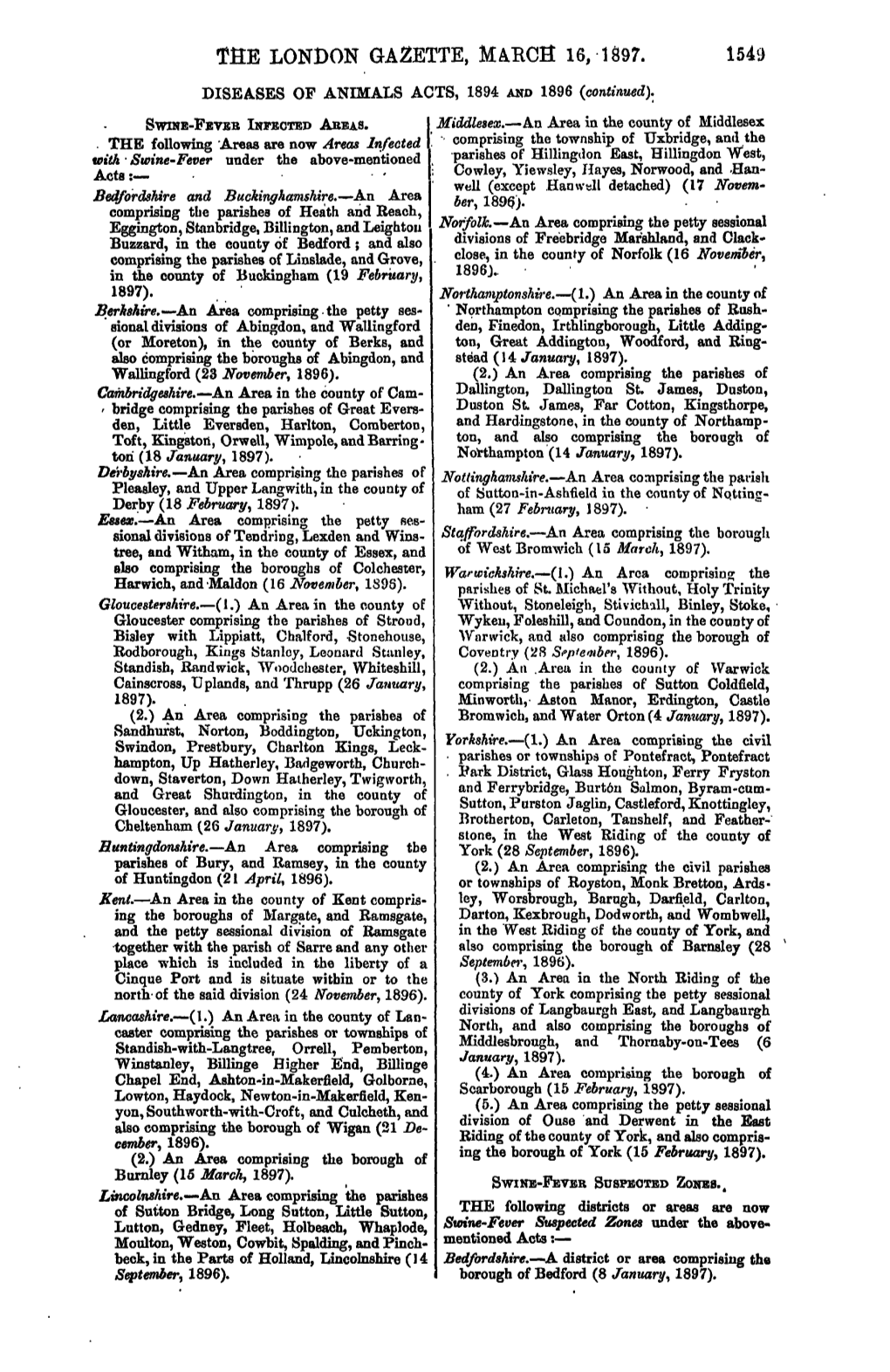 Me London Gazette, Marcs 16, 1897. 1549