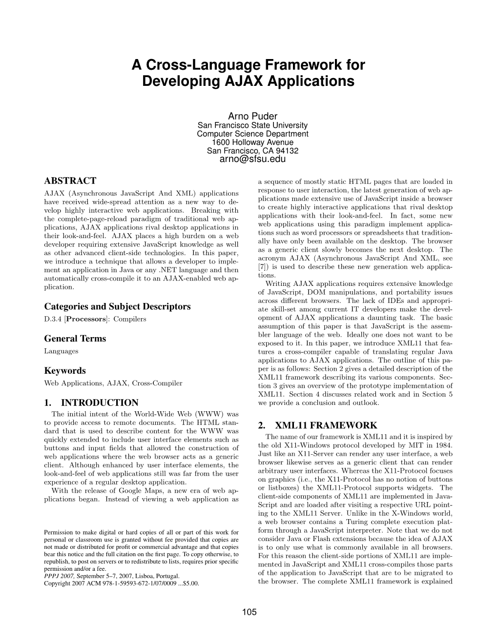 A Cross-Language Framework for Developing AJAX Applications