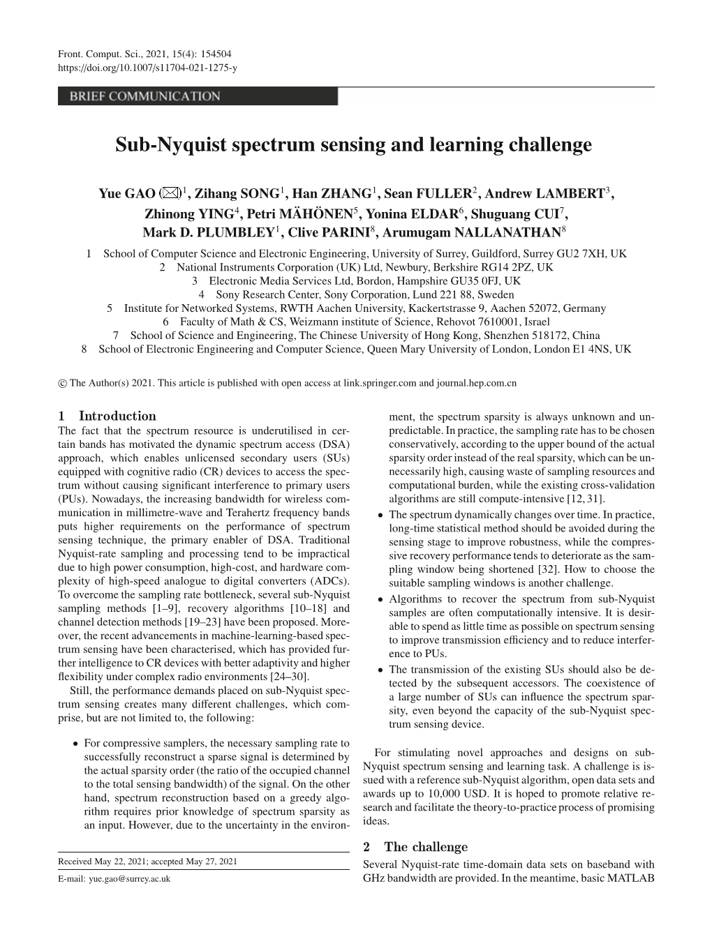 Sub-Nyquist Spectrum Sensing and Learning Challenge