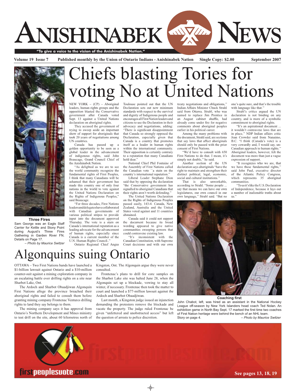 Chiefs Blasting Tories for Voting No at United Nations