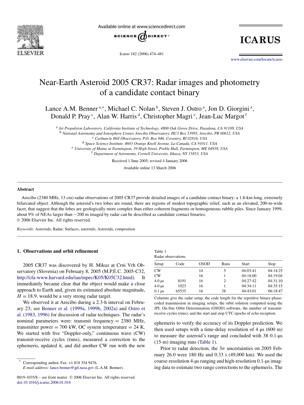 Near-Earth Asteroid 2005 CR37: Radar Images and Photometry of a Candidate Contact Binary