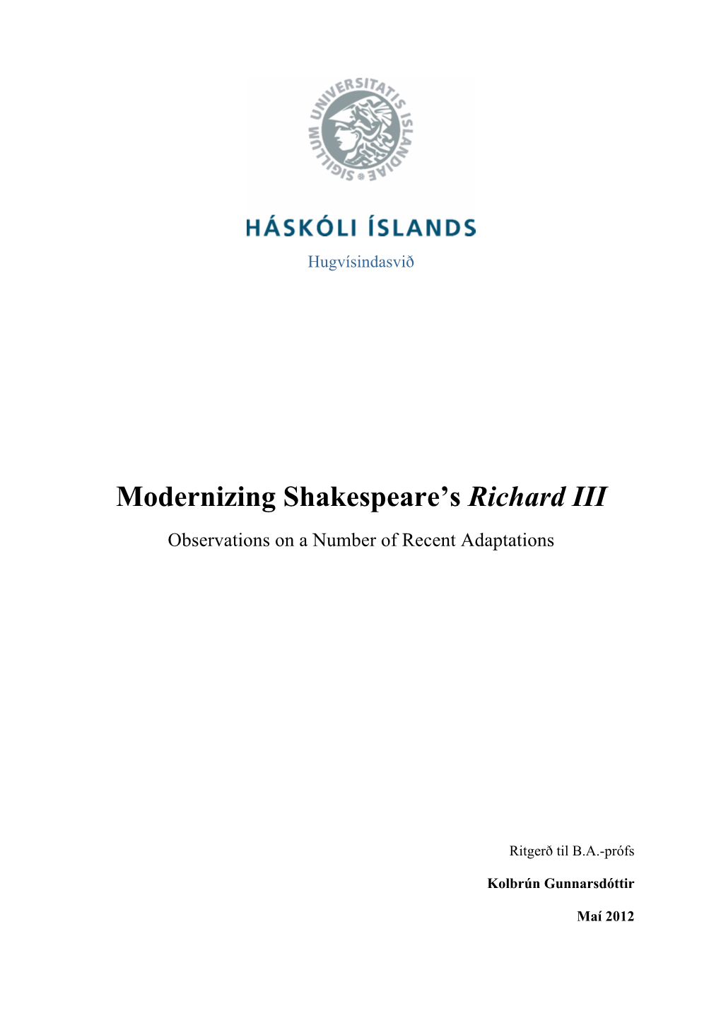 Modernizing Shakespeare's Richard