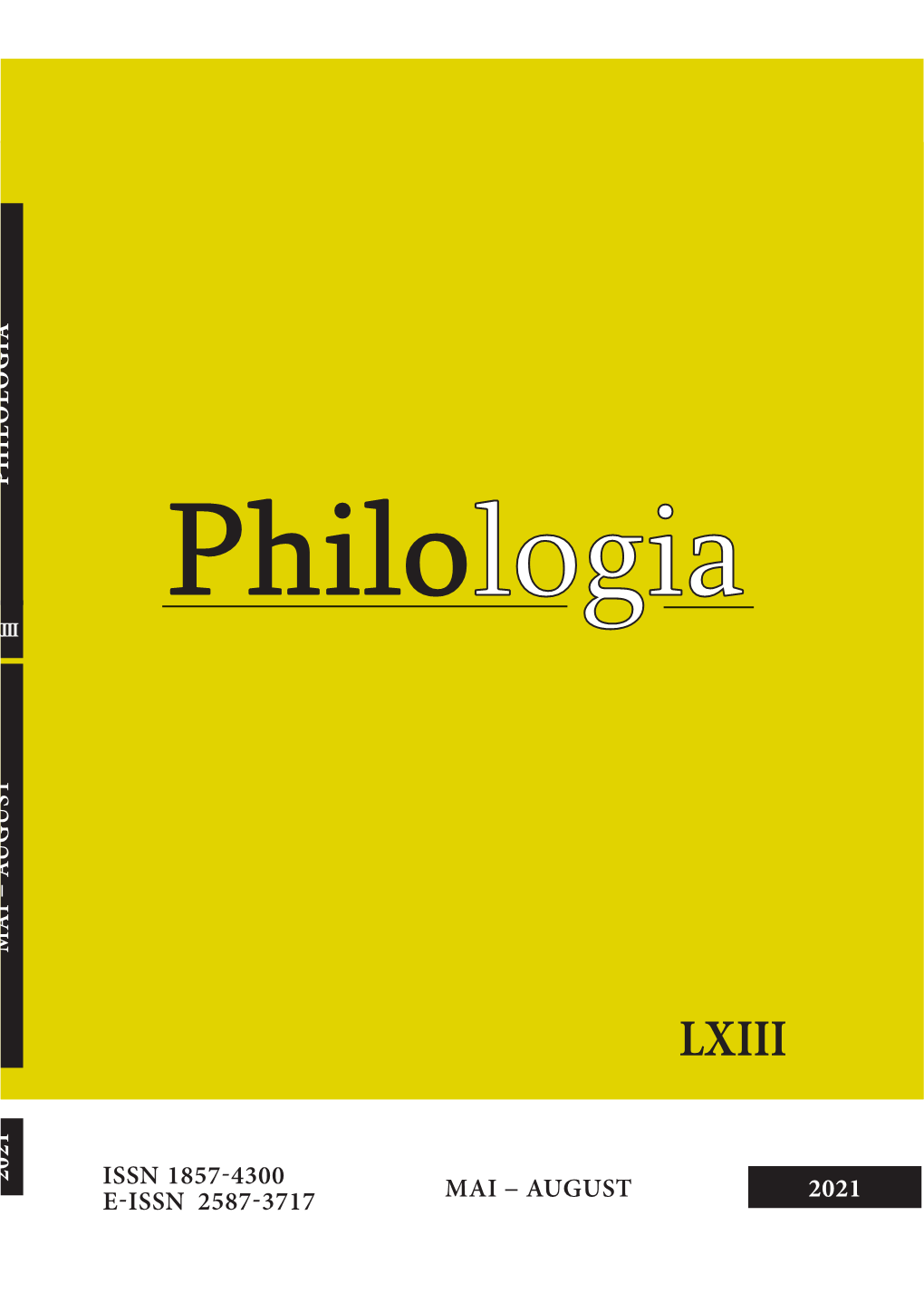 Philologia LXIII MAI-AUGUST 2021 PHILOLOGIA