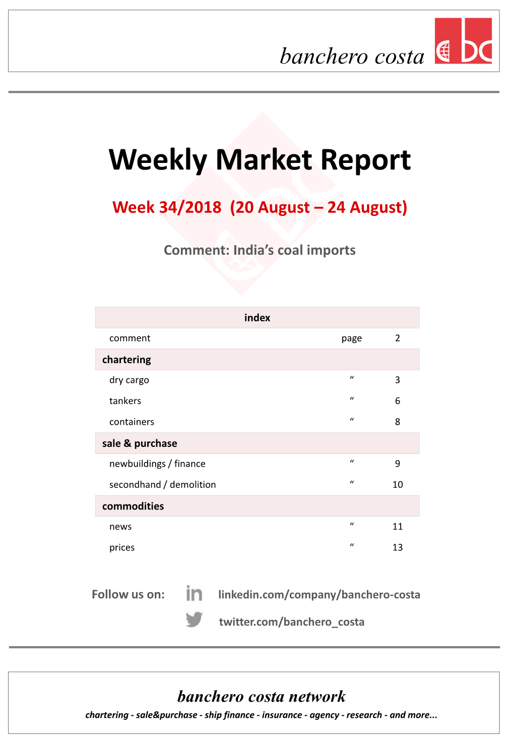BANCOSTA Weekly Market Report