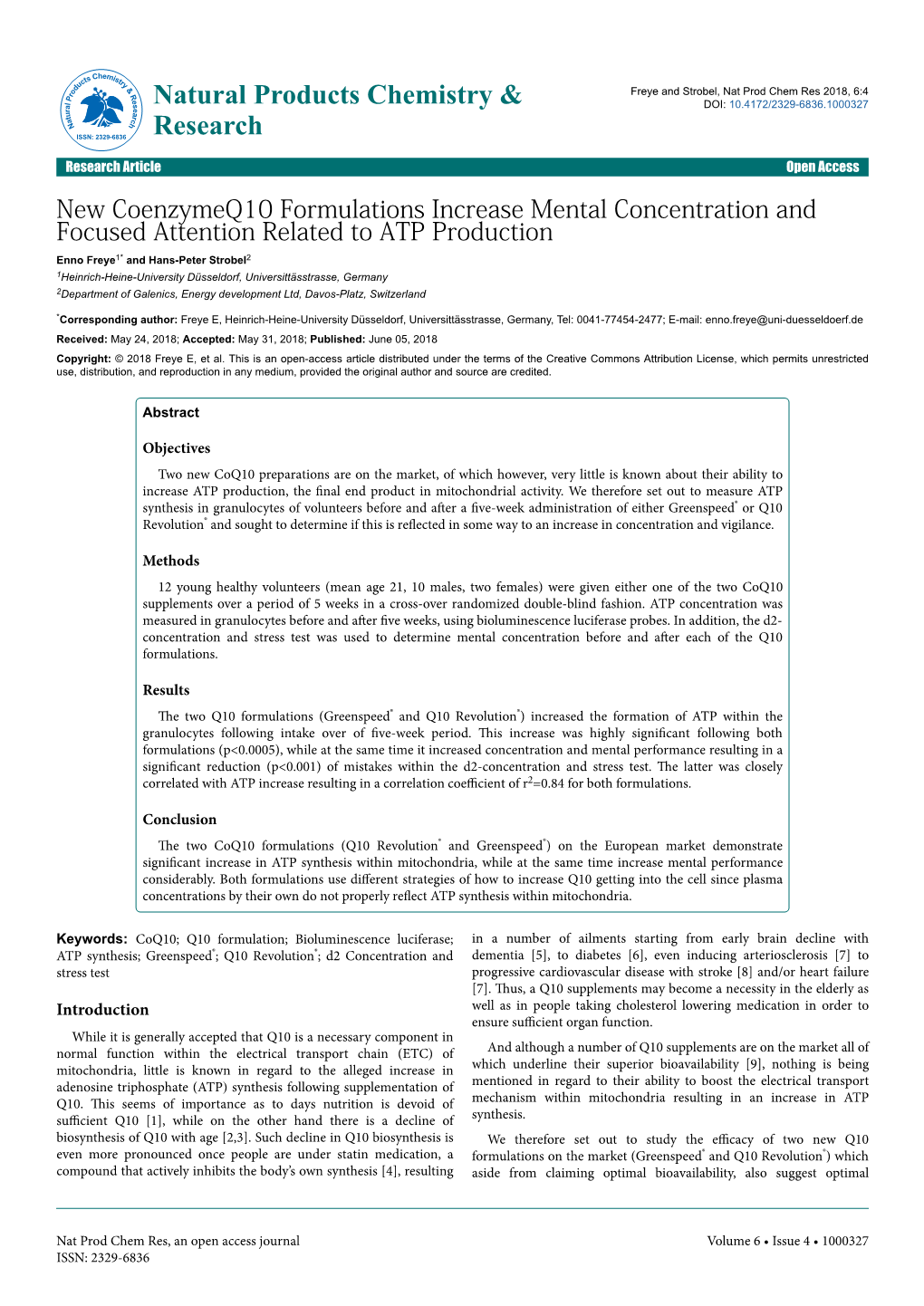 New Coenzymeq10 Formulations Increase Mental Concentration and Focused Attention Related to ATP Production