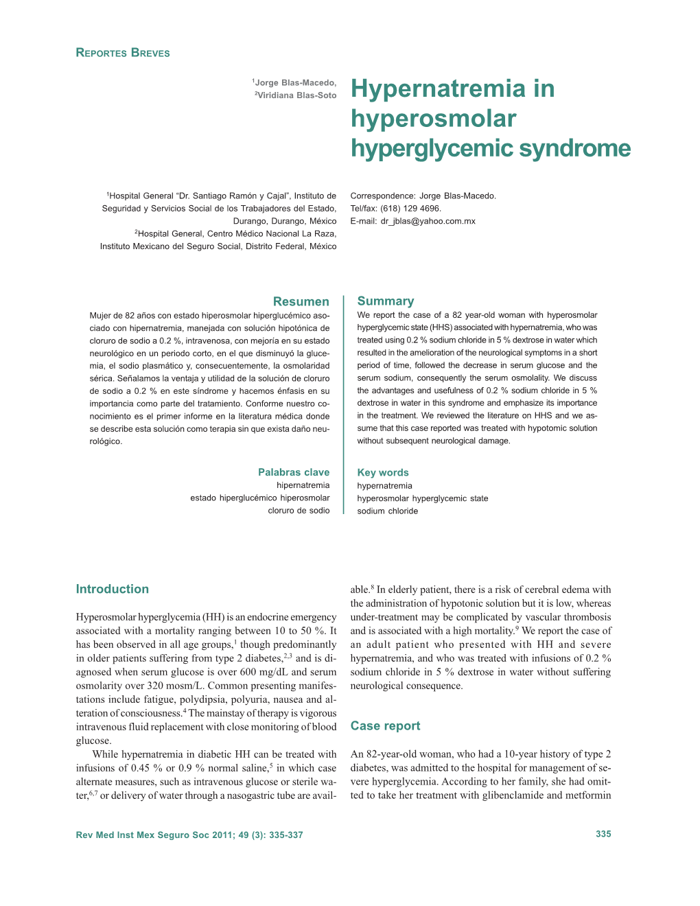 Hypernatremia in Hyperosmolar Hyperglycemic Syndrome