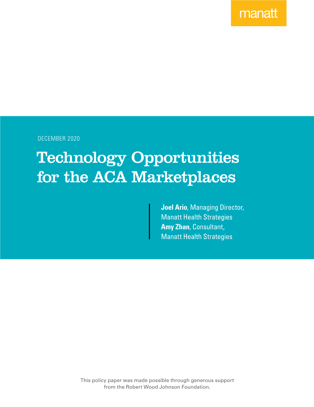 Technology Opportunities for the ACA Marketplaces