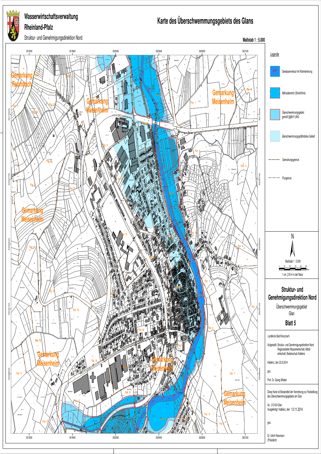 Karte Des Überschwemmungsgebiets Des Glans Rheinland-Pfalz