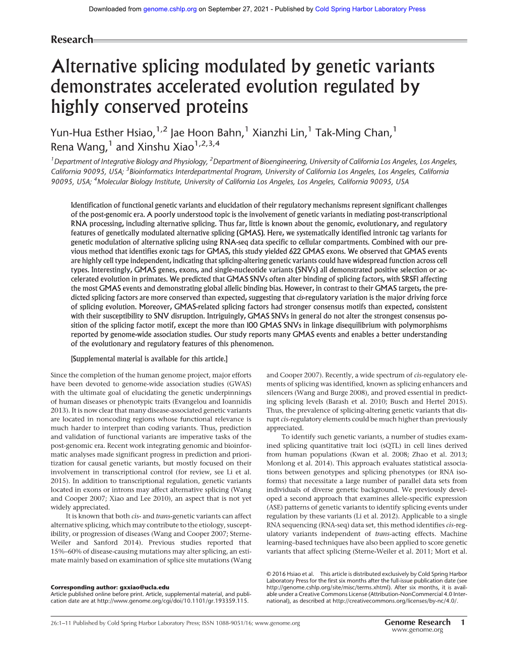 Alternative Splicing Modulated by Genetic Variants Demonstrates Accelerated Evolution Regulated by Highly Conserved Proteins