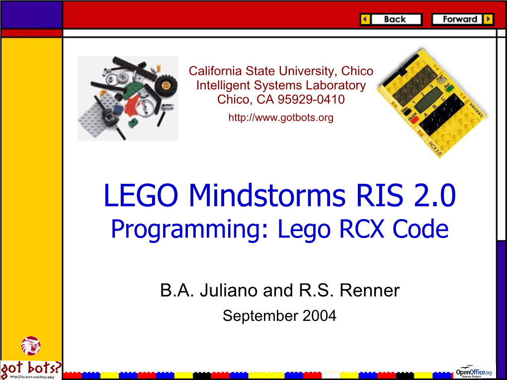 LEGO Mindstorms RIS 2.0 Programming: Lego RCX Code