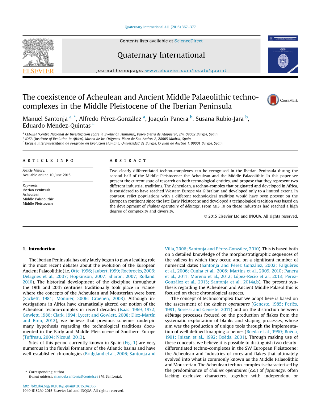 The Coexistence of Acheulean and Ancient Middle Palaeolithic Techno- Complexes in the Middle Pleistocene of the Iberian Peninsula