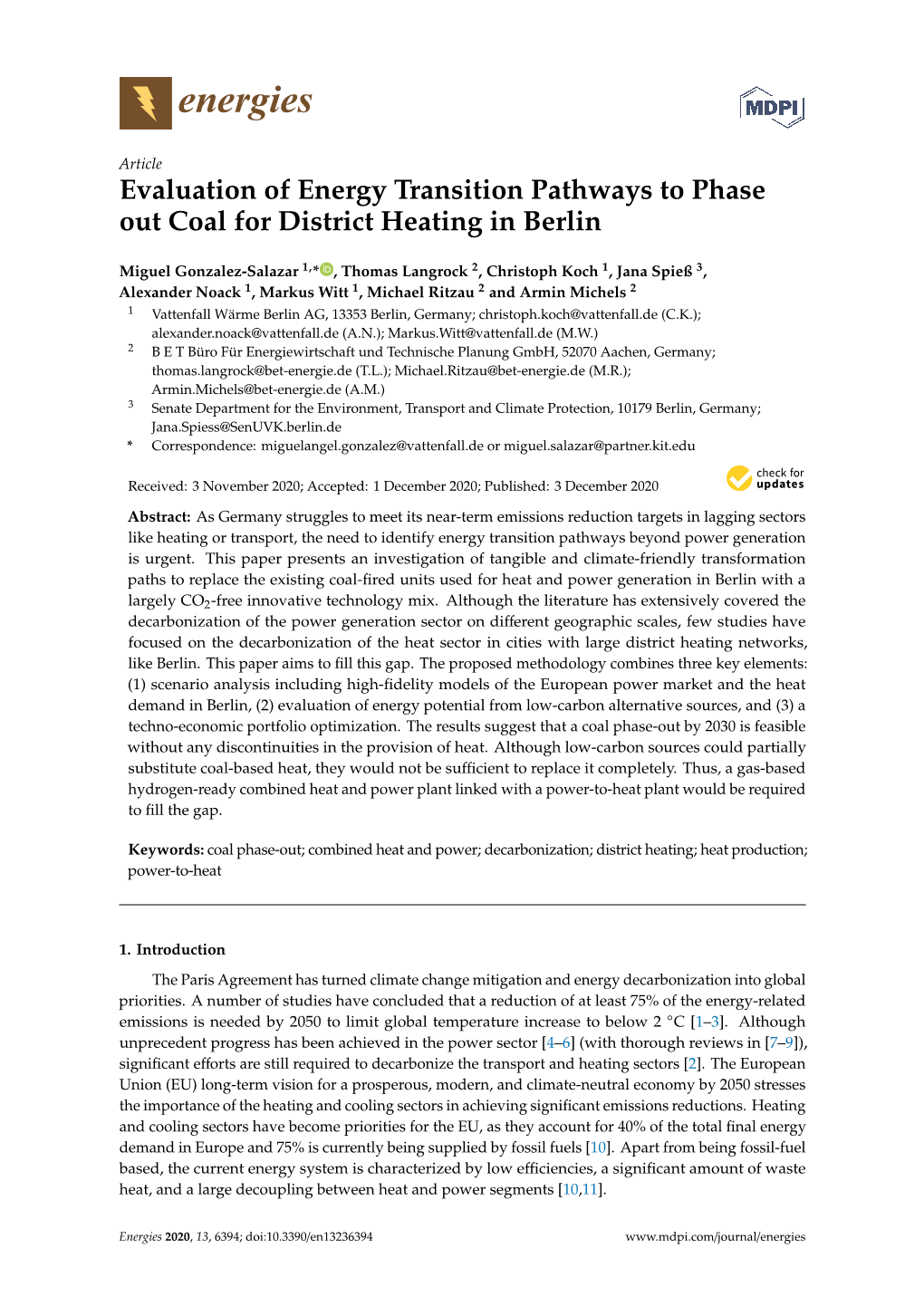 Evaluation of Energy Transition Pathways to Phase out Coal for District Heating in Berlin