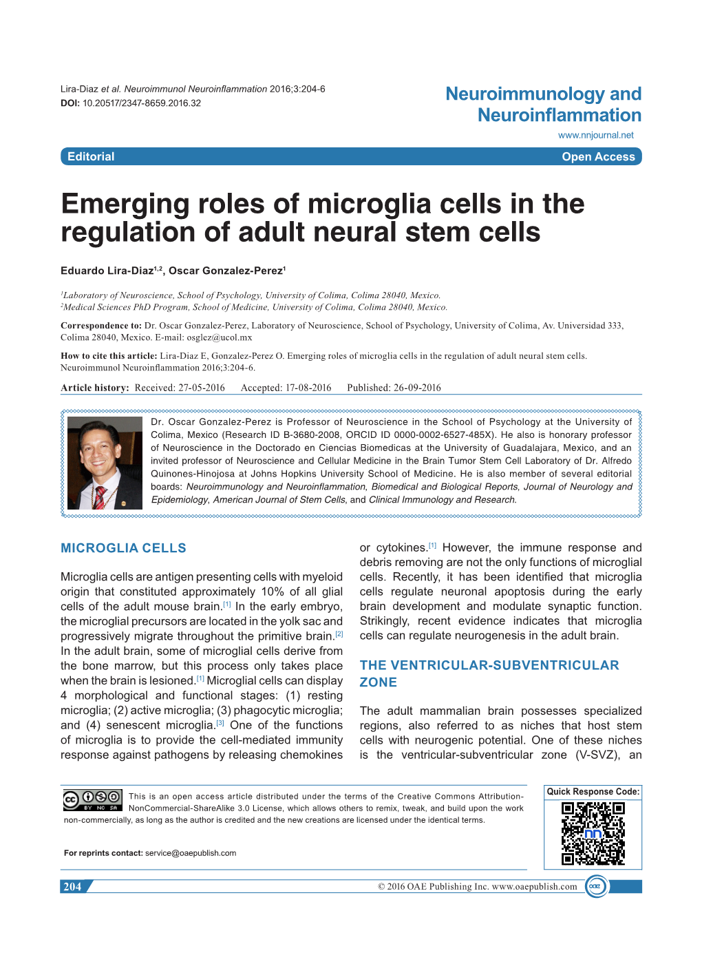 Emerging Roles of Microglia Cells in the Regulation of Adult Neural Stem Cells