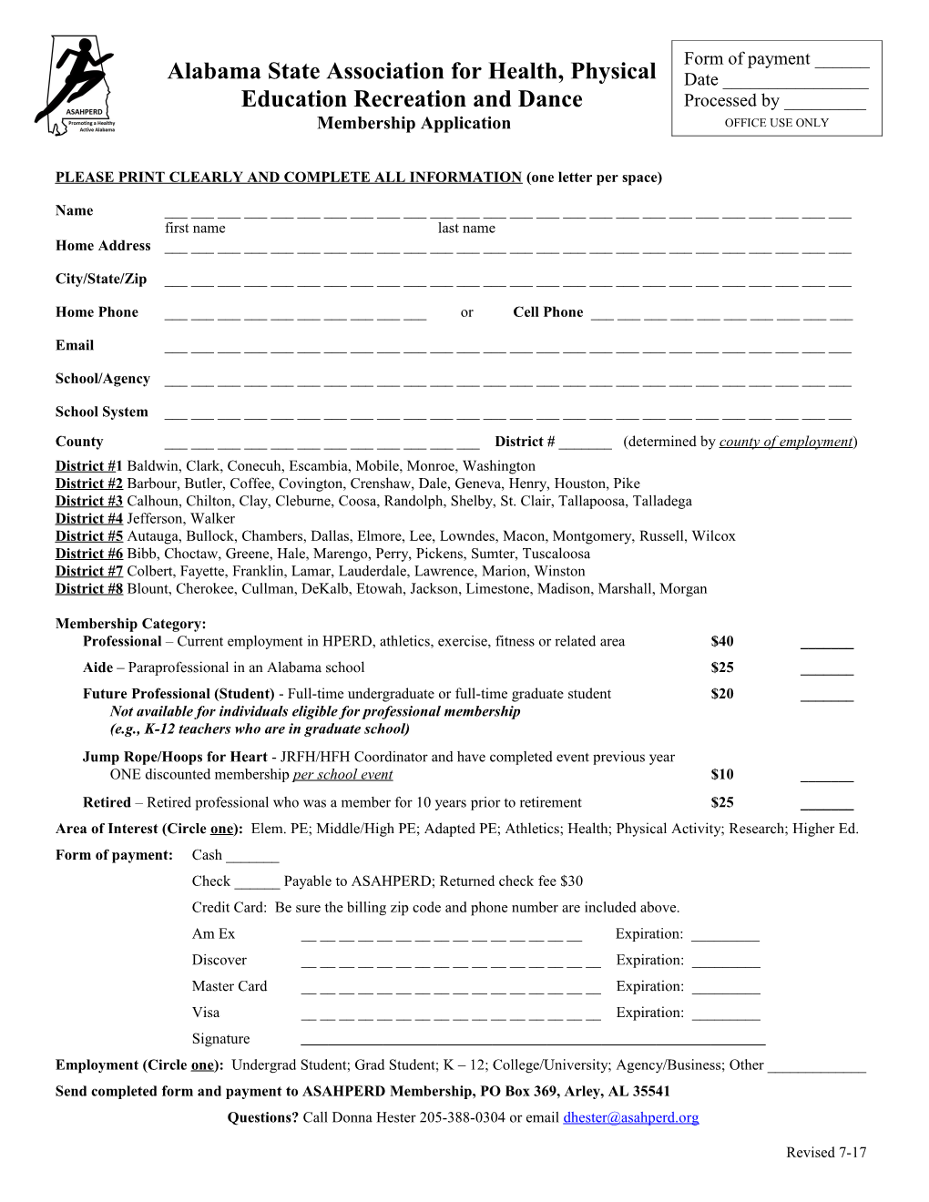Asahperd Membership Application