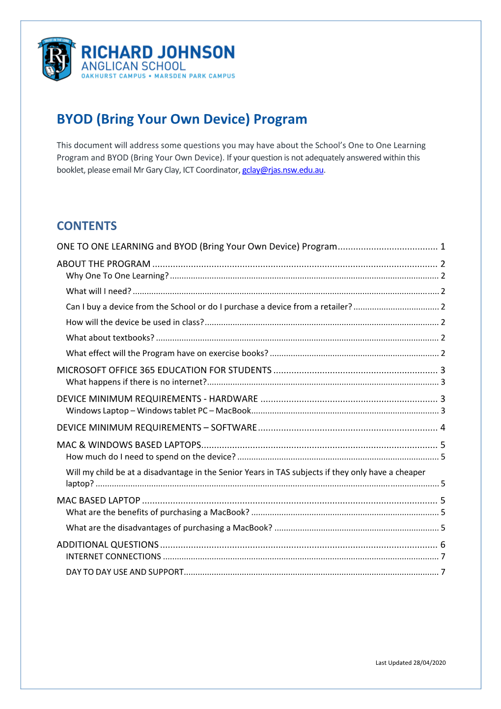 BYOD (Bring Your Own Device) Program