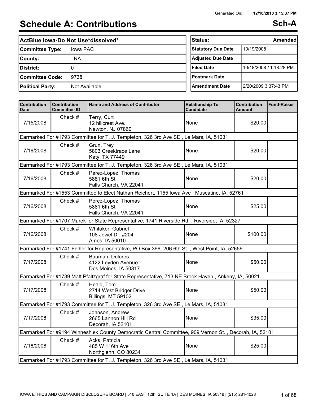 Schedule A: Contributions Sch-A