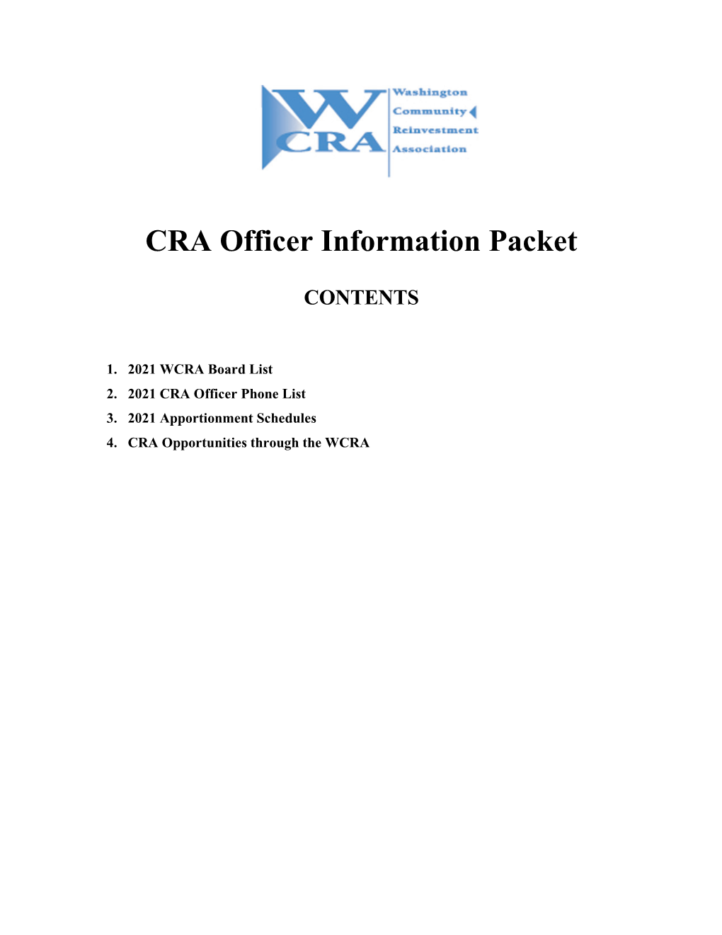 CRA Officer Information Packet