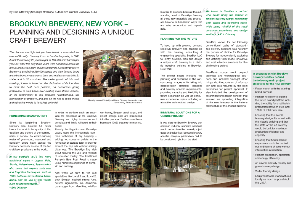 BROOKLYN BREWERY, NEW YORK – Are Safe, Economical and Repeat- While Being Mindful of the Retail Able