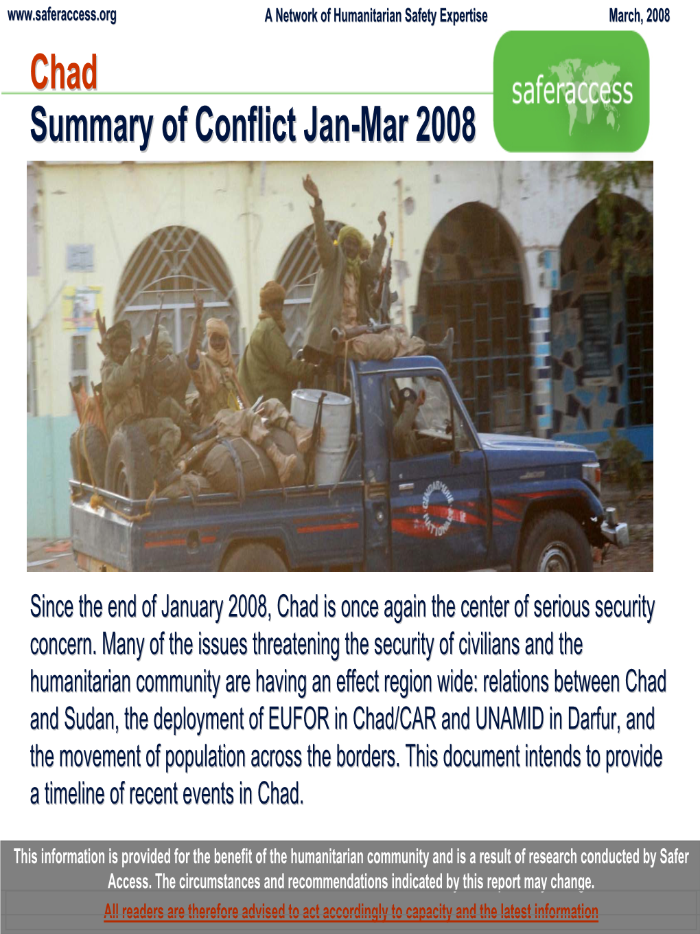 Chad Summary of Conflict Jan-Mar 2008