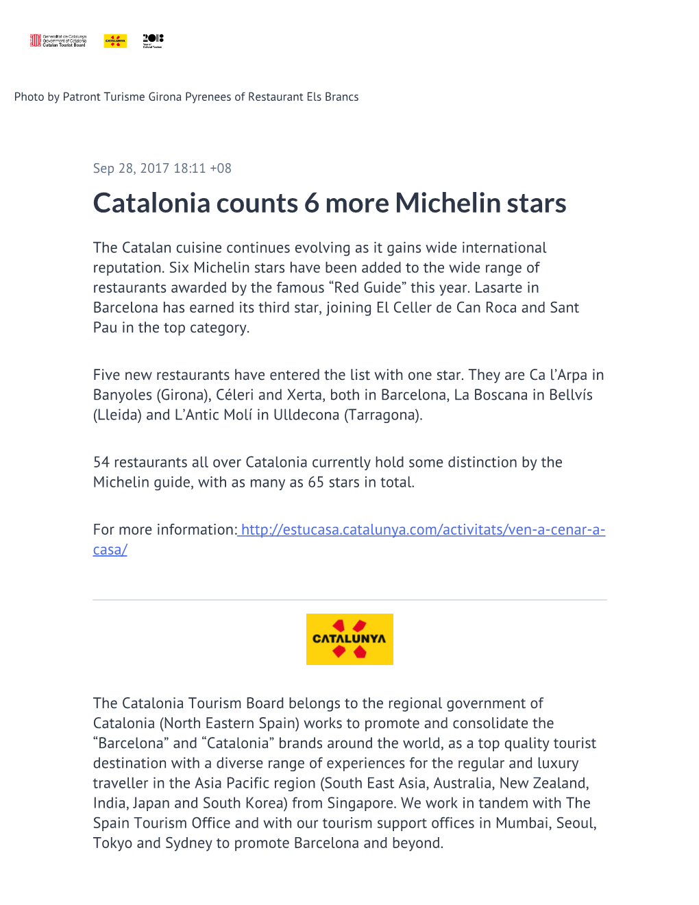 Catalonia Counts 6 More Michelin Stars
