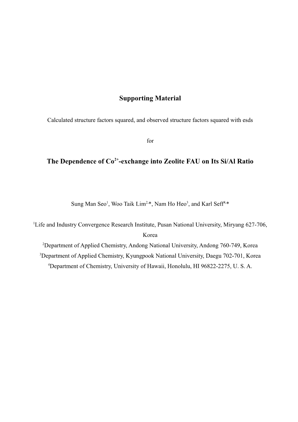 The Dependence of Co2+-Exchange Into Zeolite FAU on Its Si/Al Ratio