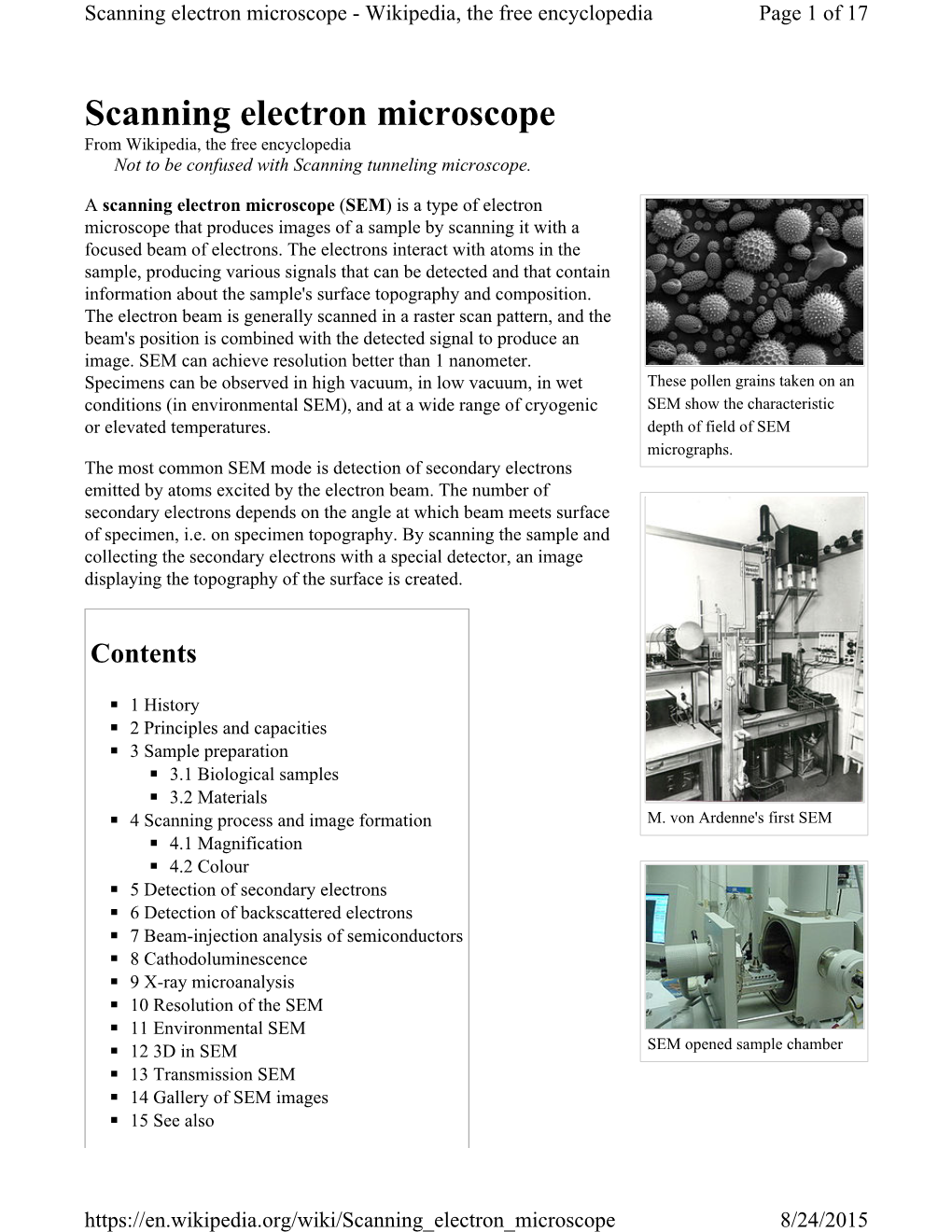 Scanning Electron Microscope - Wikipedia, the Free Encyclopedia Page 1 of 17