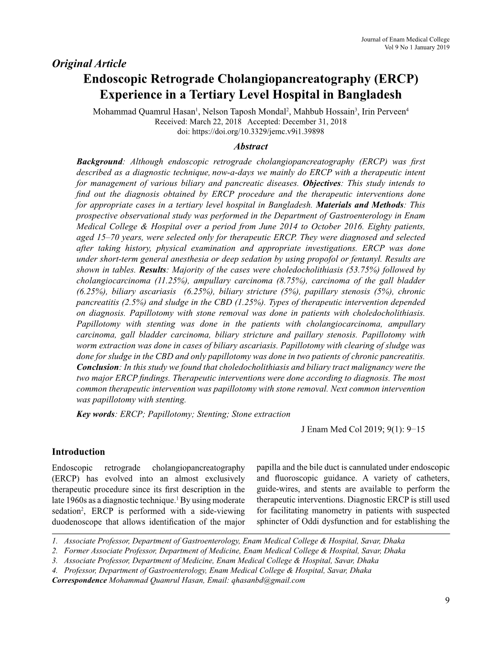 Endoscopic Retrograde Cholangiopancreatography (ERCP