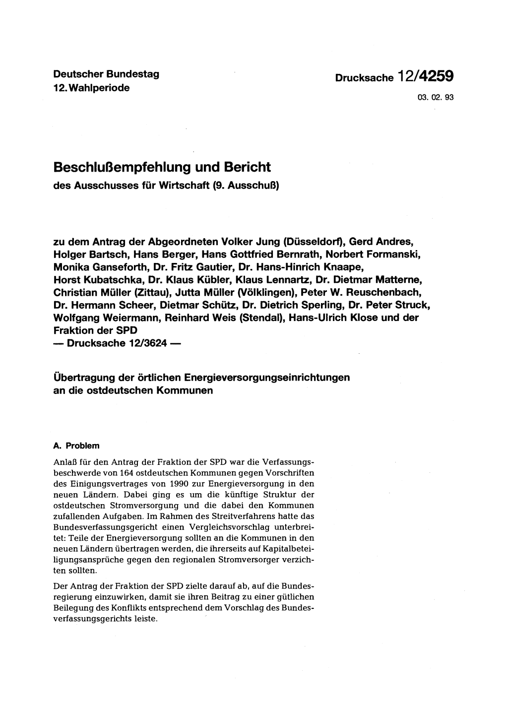 Beschlußempfehlung Und Bericht Des Ausschusses Für Wirtschaft (9