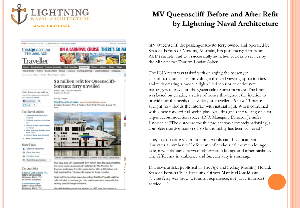 MV Queenscliff Before and After Refit by Lightning Naval Architecture