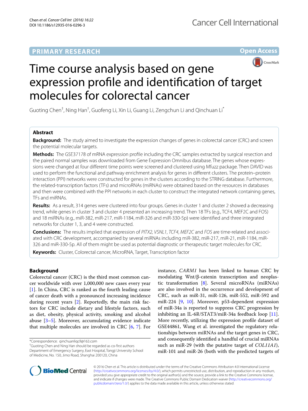 Time Course Analysis Based on Gene Expression Profile and Identification
