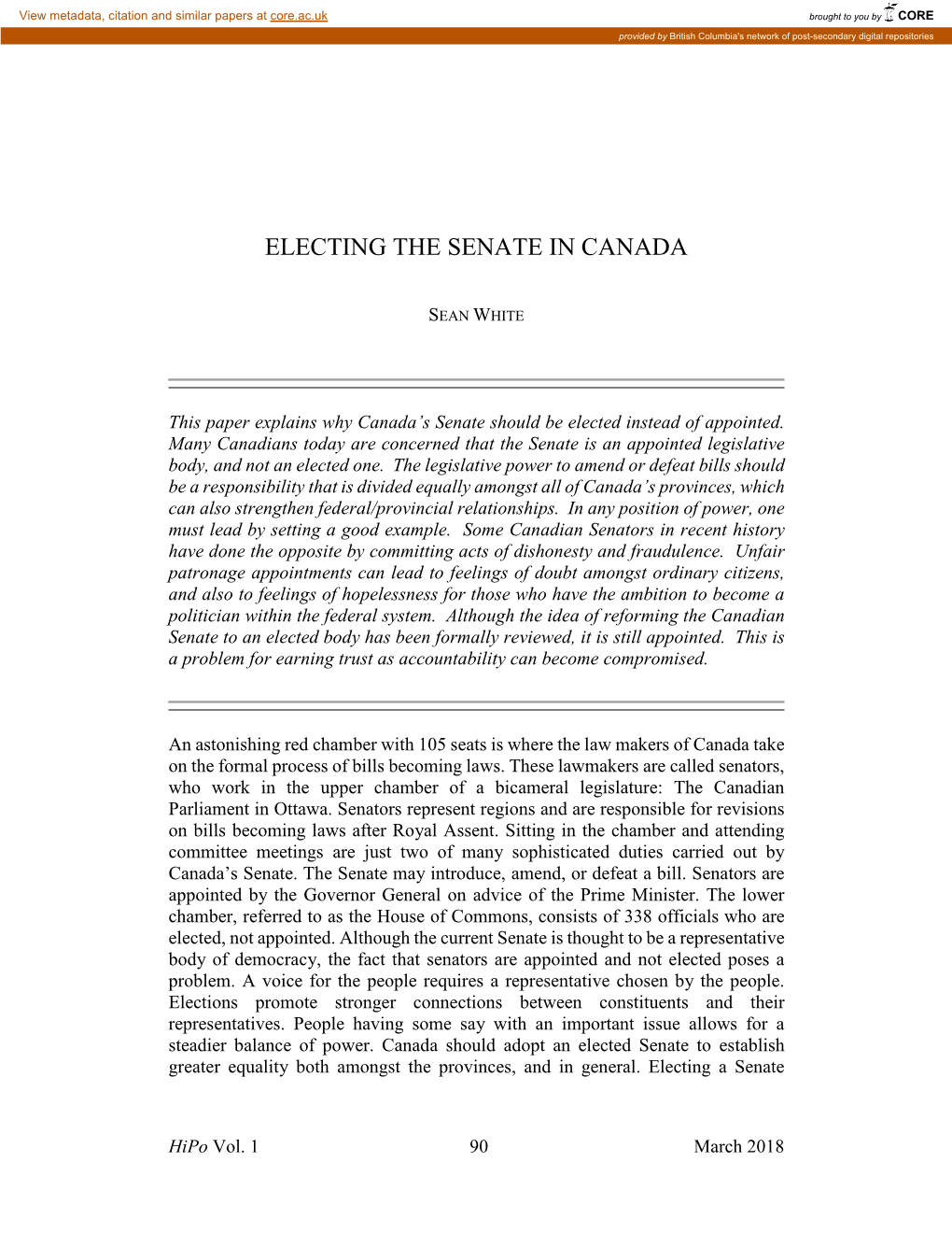 Electing the Senate in Canada