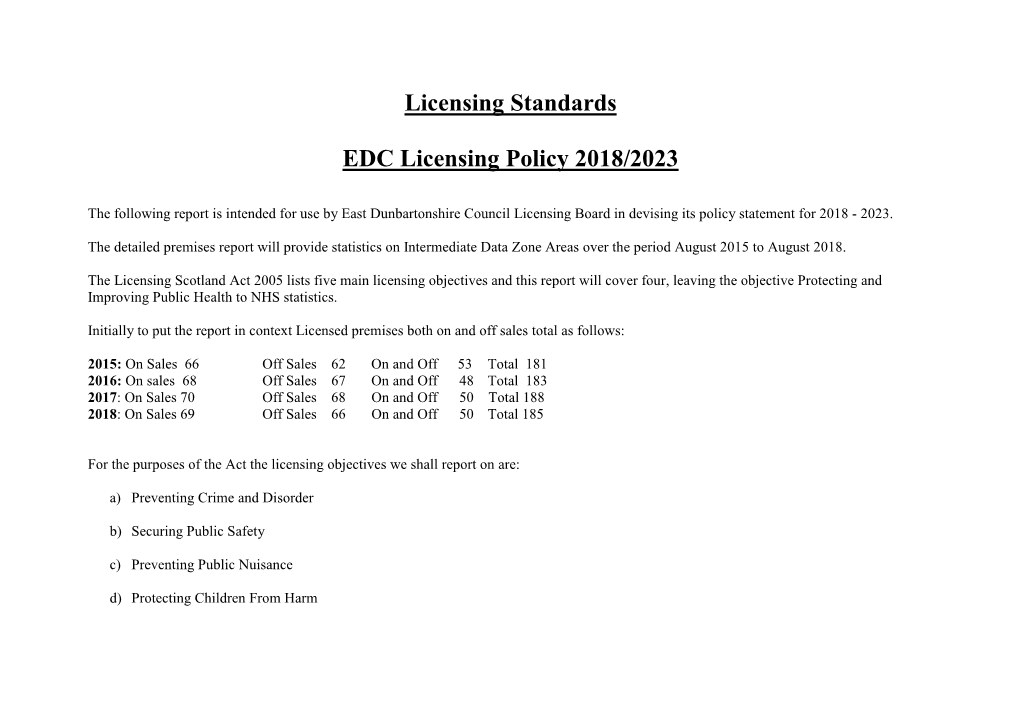 Licensing Policy 2018/2023