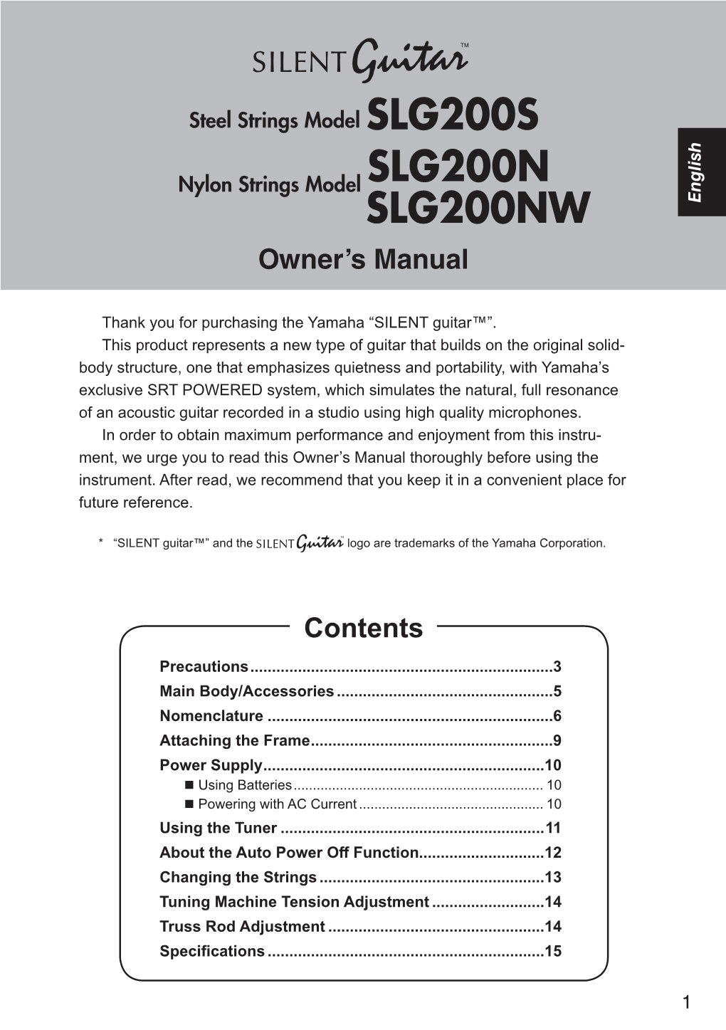 SLG200S SLG200N SLG200NW Owner's Manual