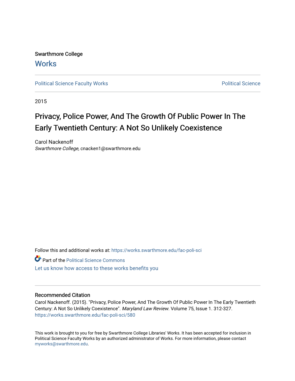 Privacy, Police Power, and the Growth of Public Power in the Early Twentieth Century: a Not So Unlikely Coexistence