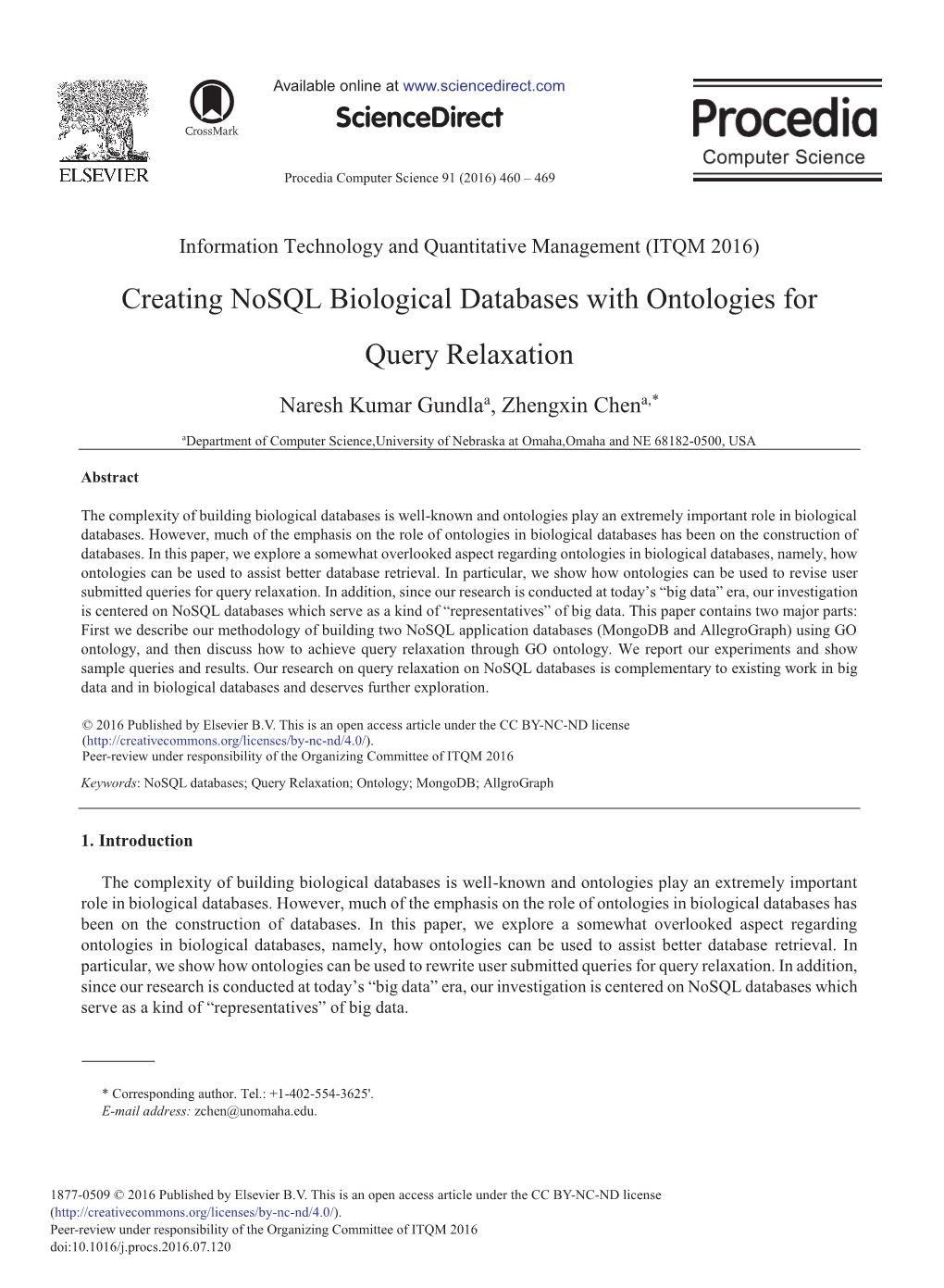 Creating Nosql Biological Databases with Ontologies for Query Relaxation