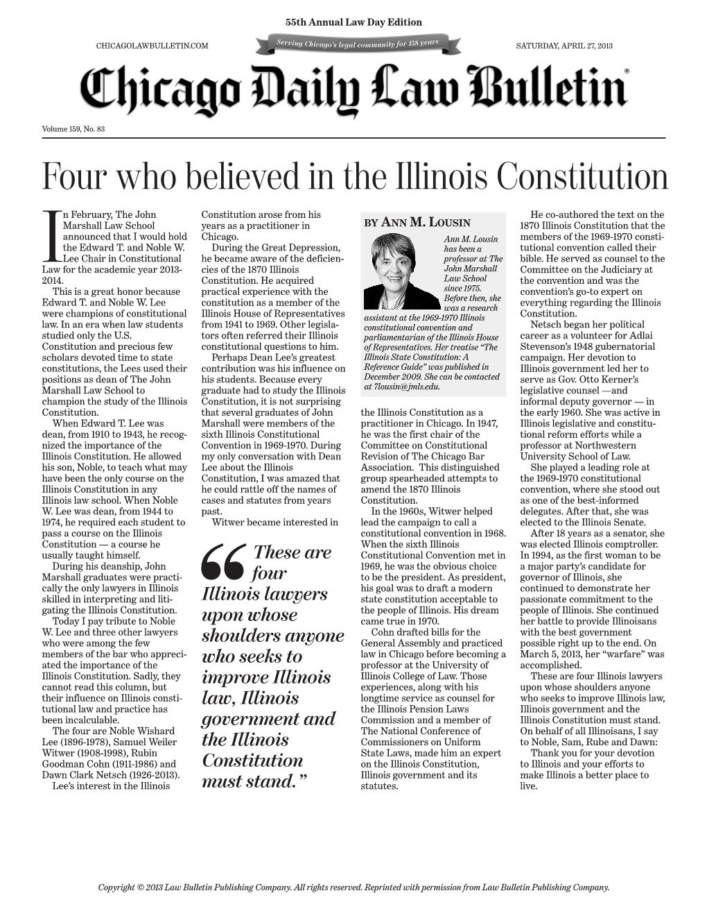 Four Who Believed in the Illinois Constitution