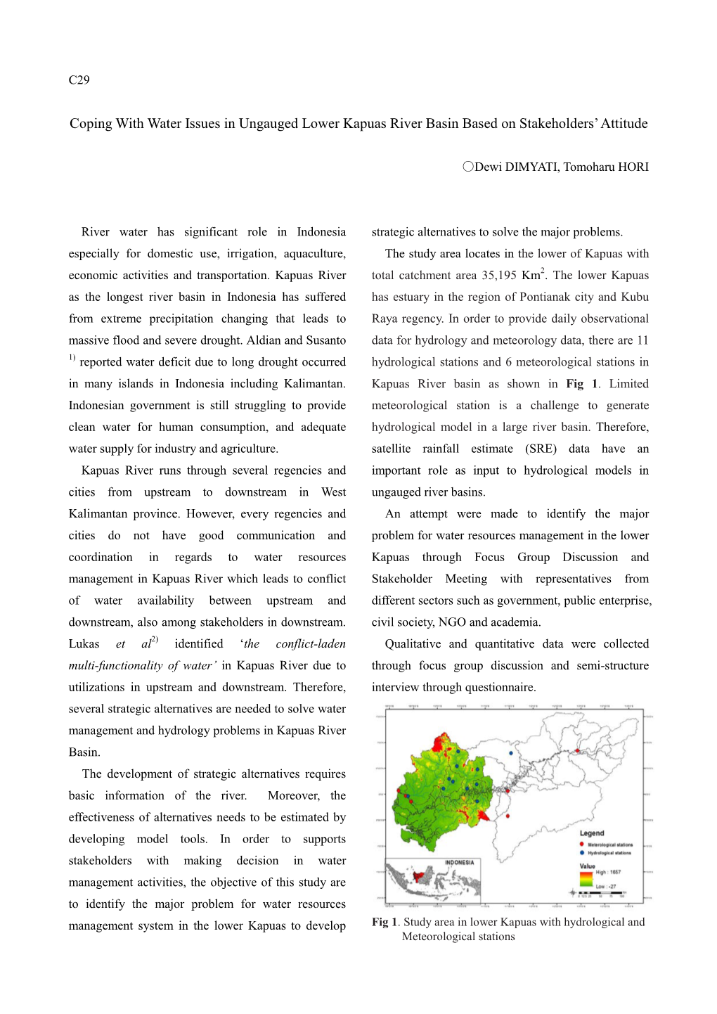 Coping with Water Issues in Ungauged Lower Kapuas River Basin Based on Stakeholders’ Attitude