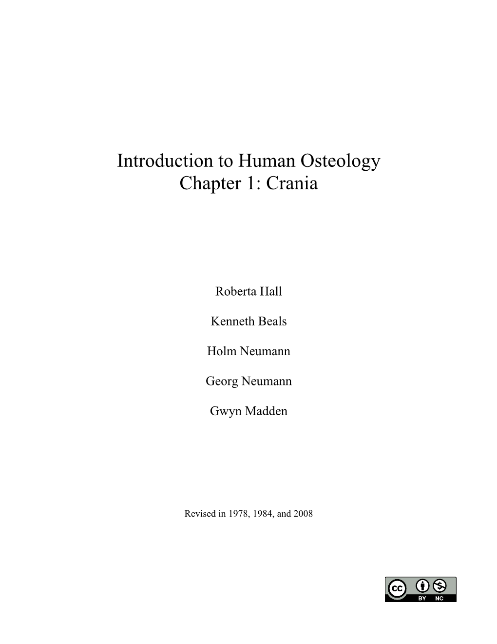 Introduction to Human Osteology Chapter 1: Crania
