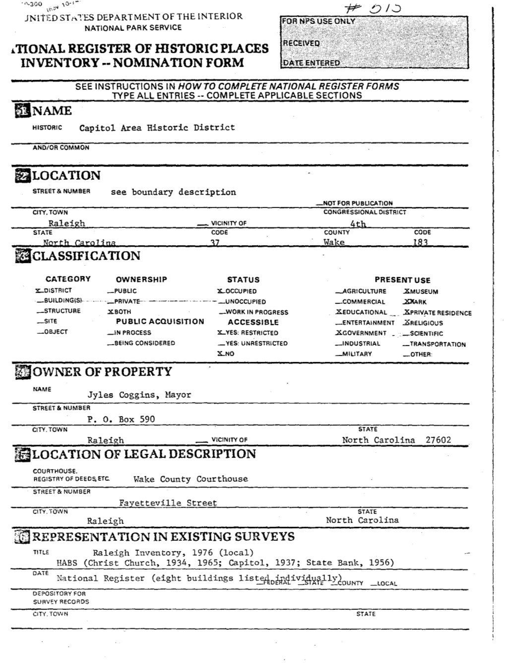 Tional Register of Idstoric Places Inventory·· Nomination Form