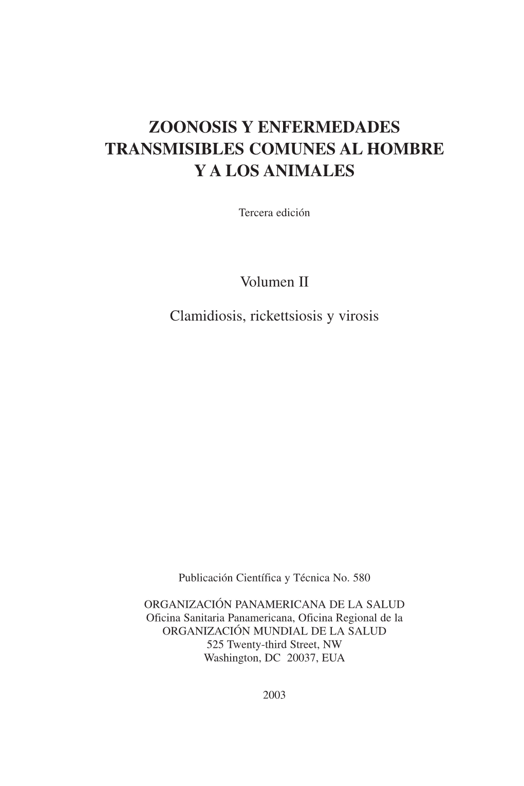 Zoonosis Y Enfermedades Transmisibles Comunes Al Hombre Y a Los Animales