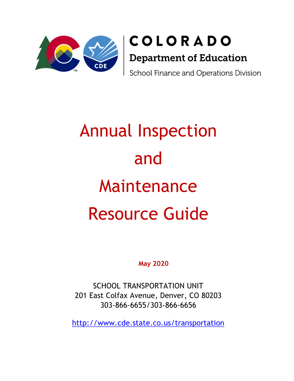 2020 CDE Annual Inspection and Maintenance Resource Guide