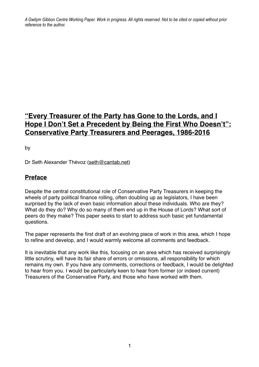 Conservative Treasurers Have Been in the Lords