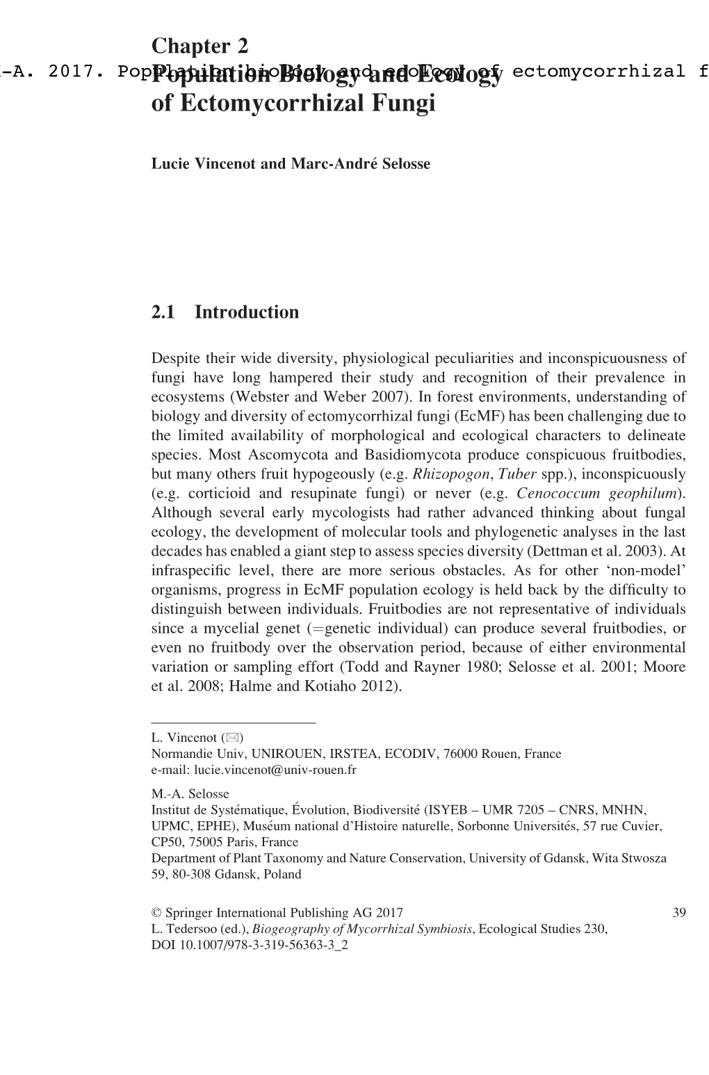 Population Biology and Ecology of Ectomycorrhizal Fungi