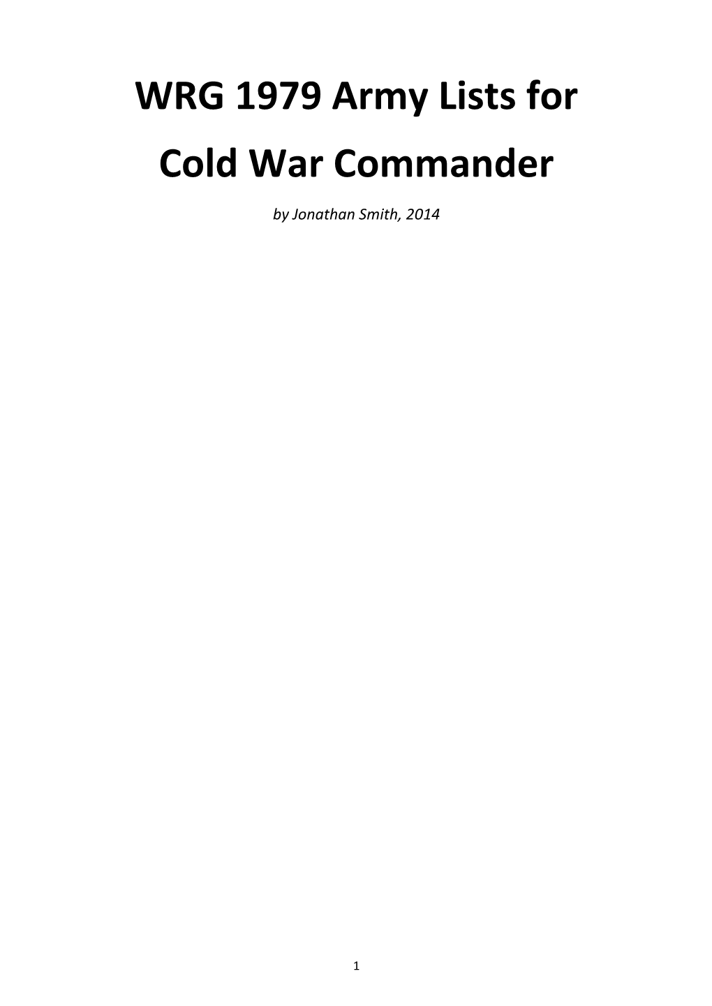 WRG 1979 Army Lists for Cold War Commander