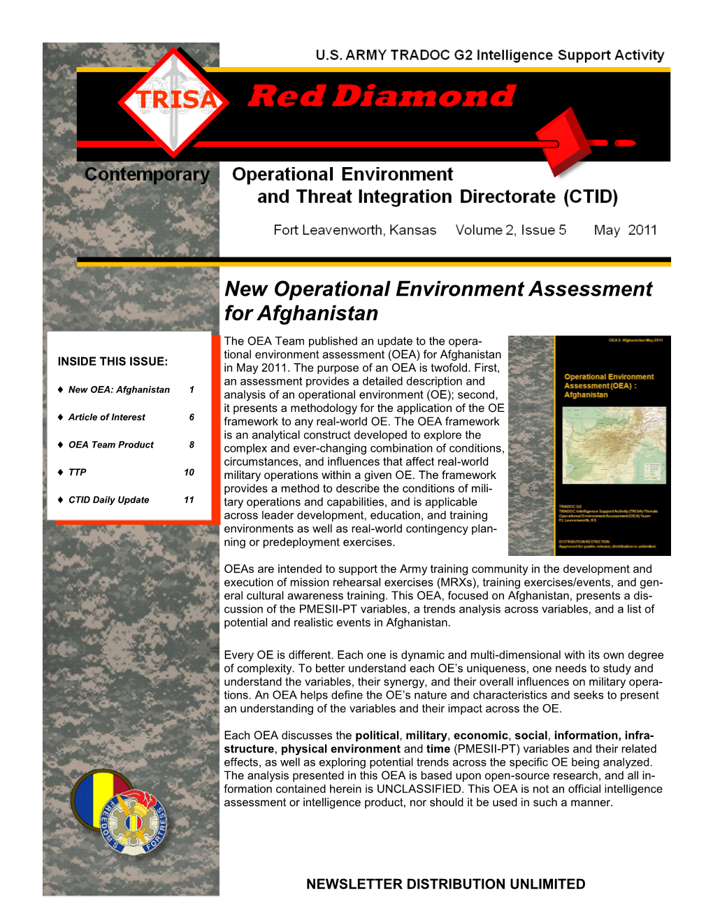 New Operational Environment Assessment for Afghanistan