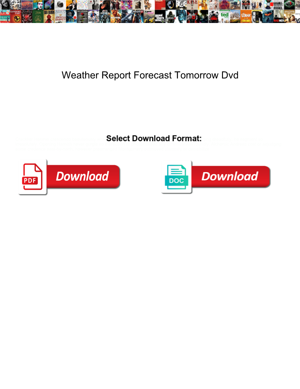 Weather Report Forecast Tomorrow Dvd