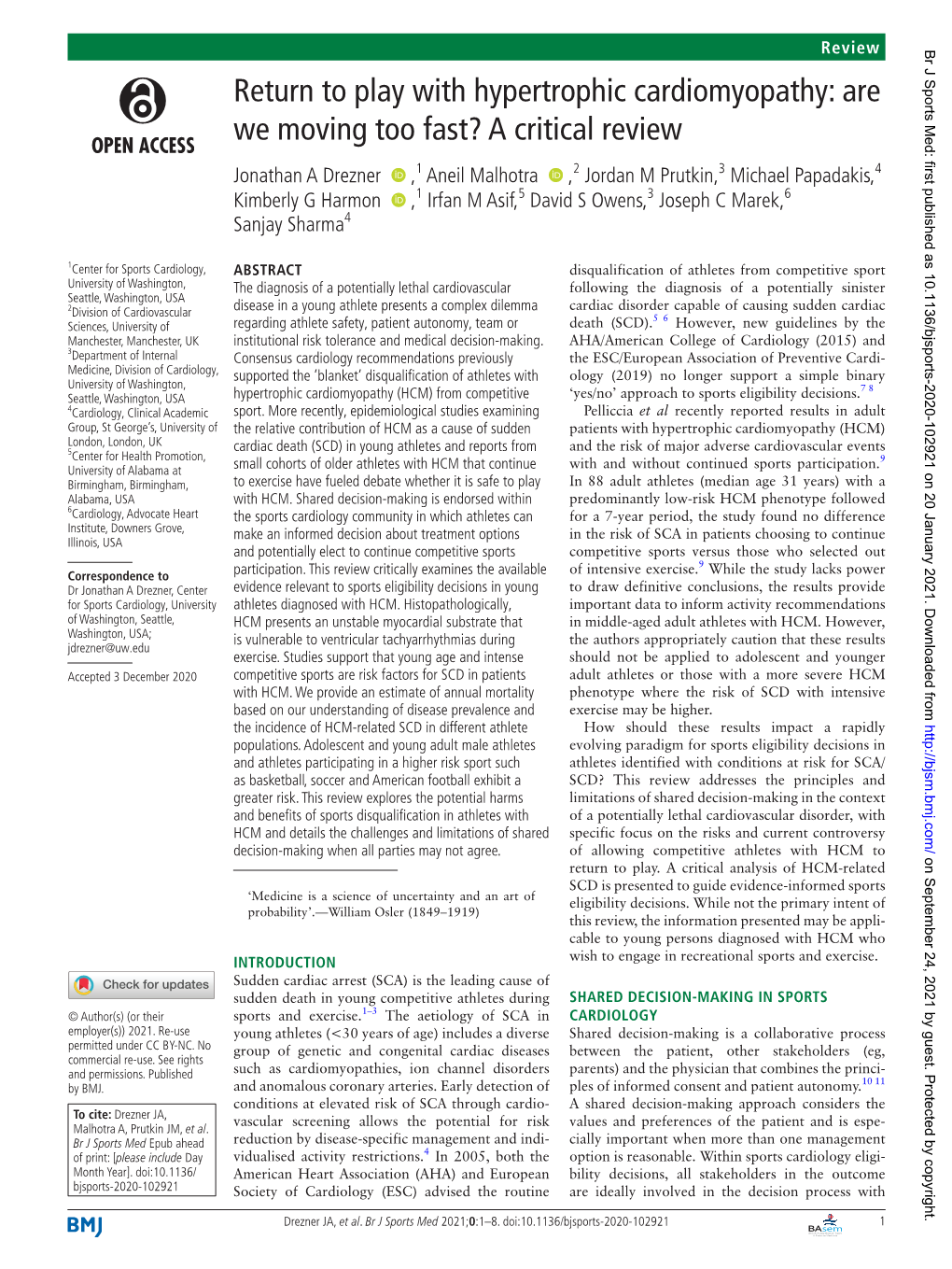 Return to Play with Hypertrophic Cardiomyopathy: Are We Moving Too