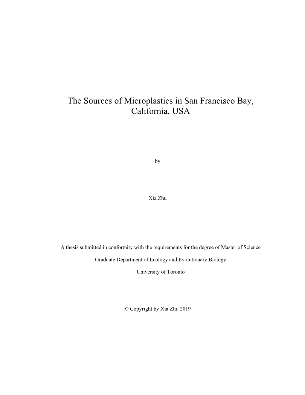 The Sources of Microplastics in San Francisco Bay, California, USA