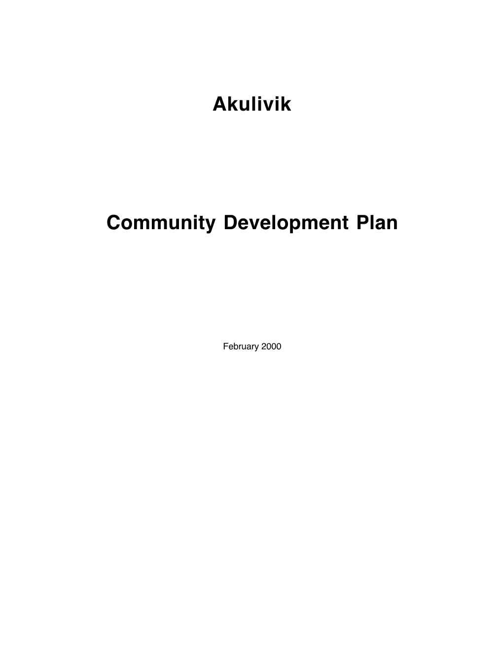 Akulivik Community Development Plan